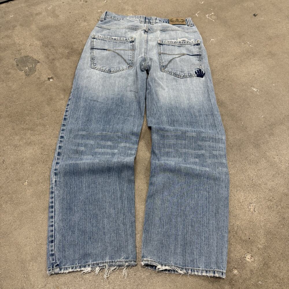 VINTAGE 00s JNCO JEANS CROWN EMBROIDERED BAGGY HIP HOP GRUNGE JEANS 32x31